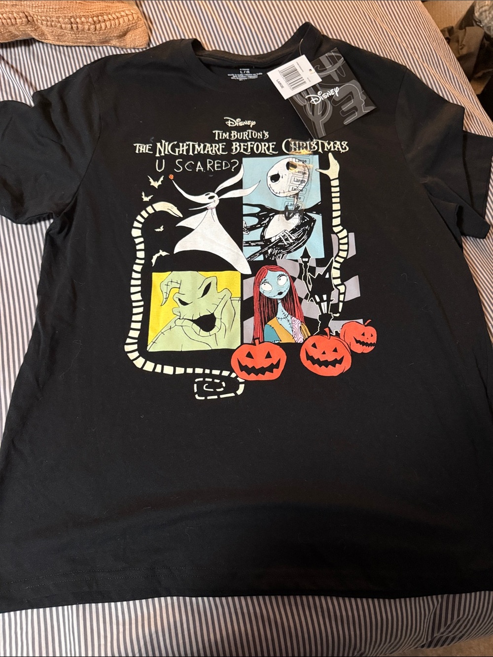 Disney The Nightmare Before Christmas Black Graphic Tshirt NWT
